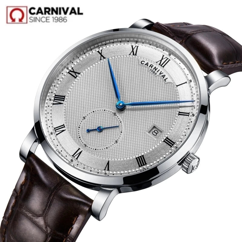 Carnival Brand Luxury Mechanical Watch Waterproof Ultra Thin Business Calendar Automatic Wristwatches Clock for Men Reloj Hombre