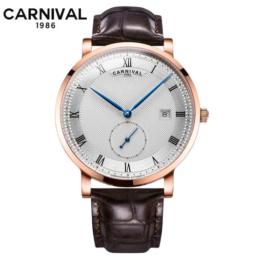 Carnival Brand Luxury Mechanical Watch Waterproof Ultra Thin Business Calendar Automatic Wristwatches Clock for Men Reloj Hombre