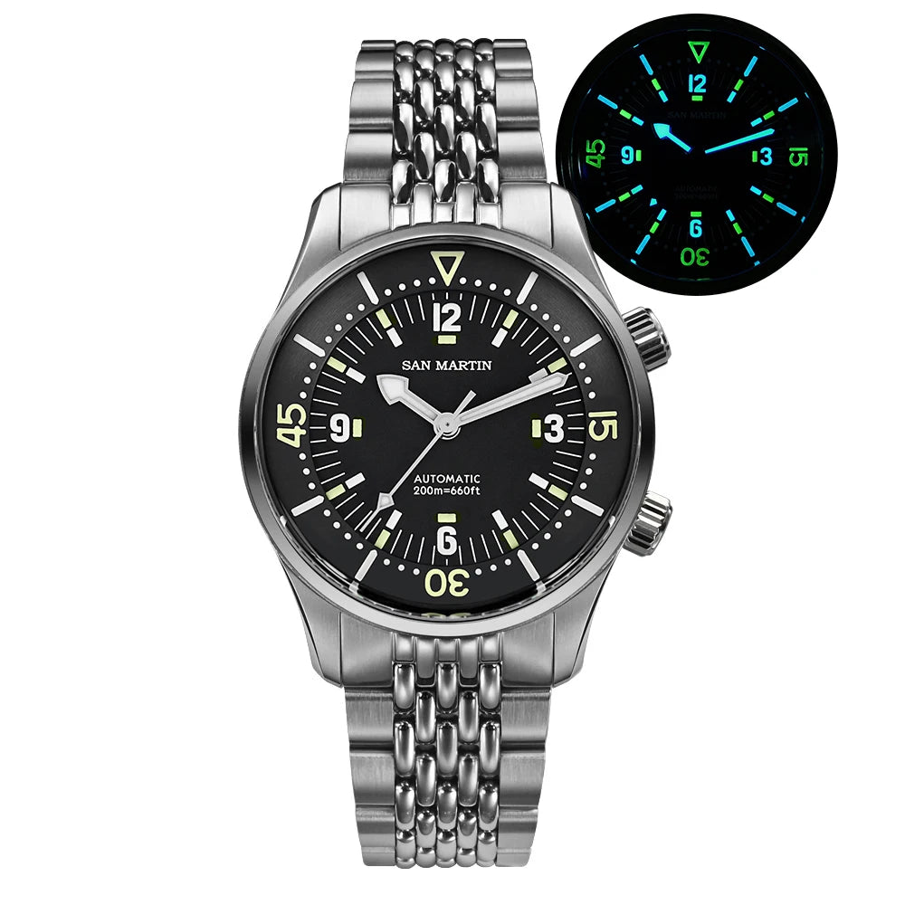 San Martin 39mm Leyenda Diver Watch NH35 Automatic Mechanical Movement AR Sapphire Luminous Waterproof 200m Watches SN0141W