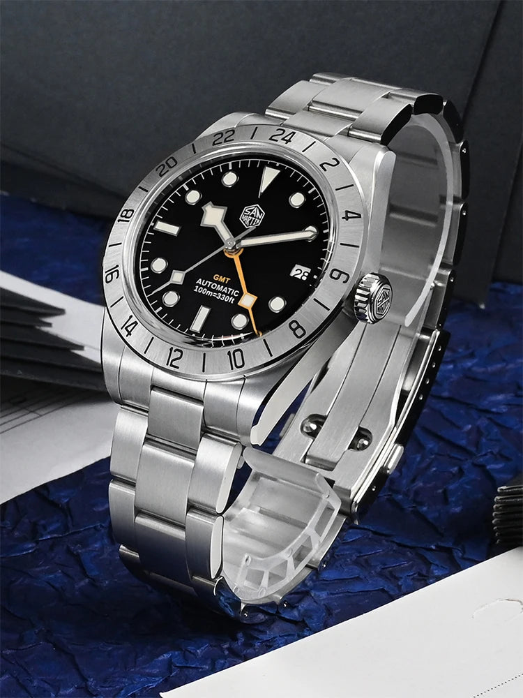 San Martin New 39mm Automatic Mechanical GMT Watch NH34 Stainless Steel Sport Watch Sapphire Luminous Waterproof for Men Relogio